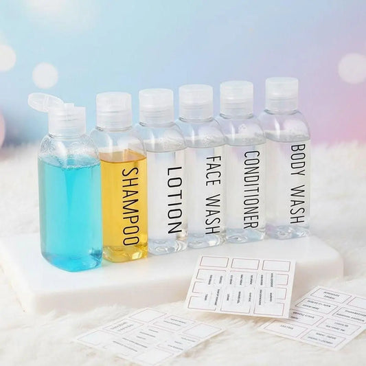 Flip-Top Travel Refill Bottle Set with Labels