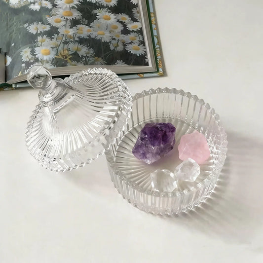 Crystal Storage Box, Magnetic Bowl, Glass Jar with Lid, Containers with Lids, Transparent Glass Jewelry Container, Desktop Decorative Storage Box, Home Decor Organiser, Modern Organizer, Home Storage Supplies