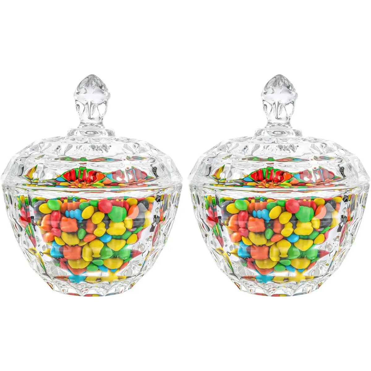 BPA-Free 14Oz/414Ml Round Glass-Look Canister with Lid, Decorative Candy Dish for Office Desk (1-Piece)