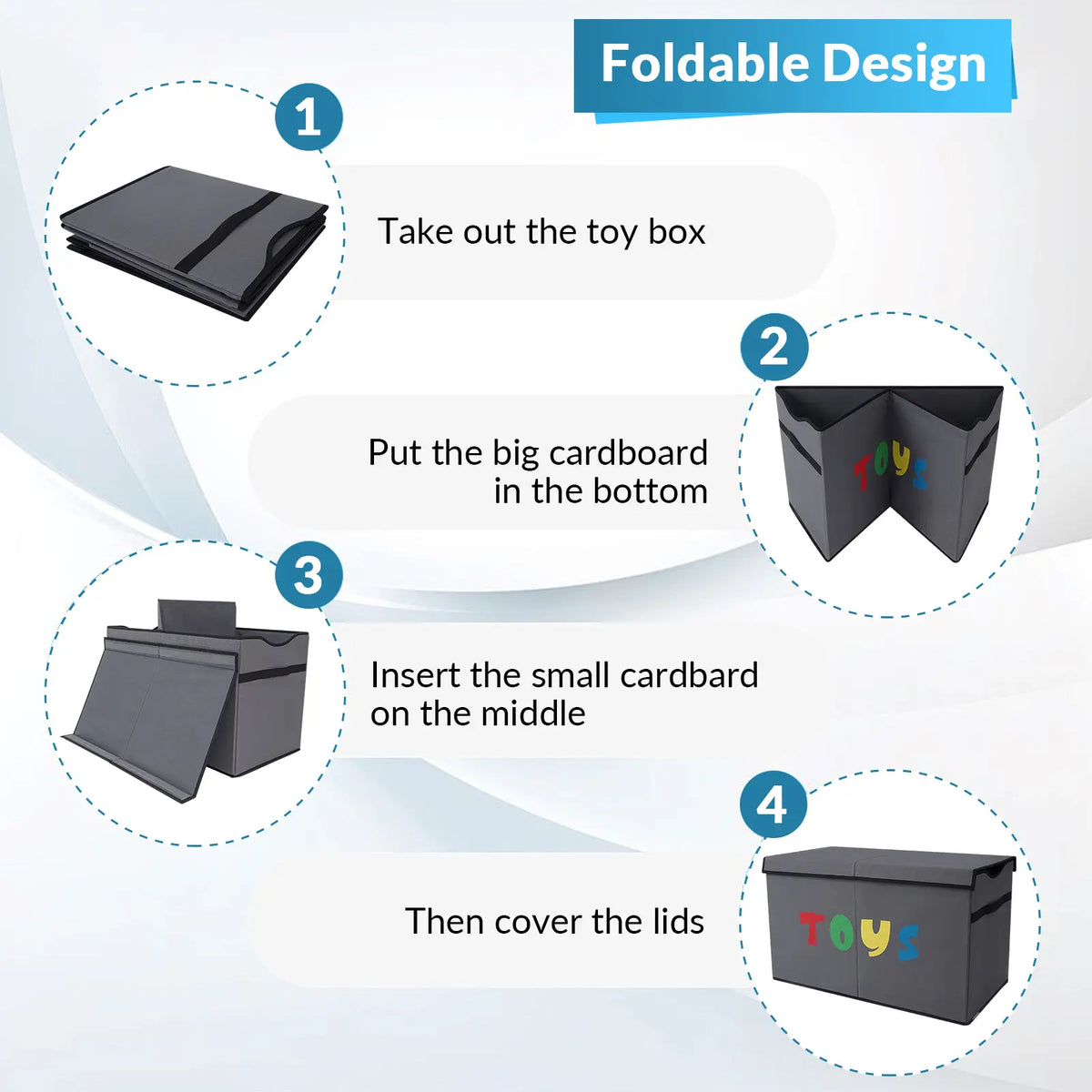 VICTORICH Large Collapsible Toy Storage Chest with Lid - Sturdy Home Organizer Bin, Closet Organizers, Storage Boxes & Basket for Kids’ Toys, Clothes, Linen