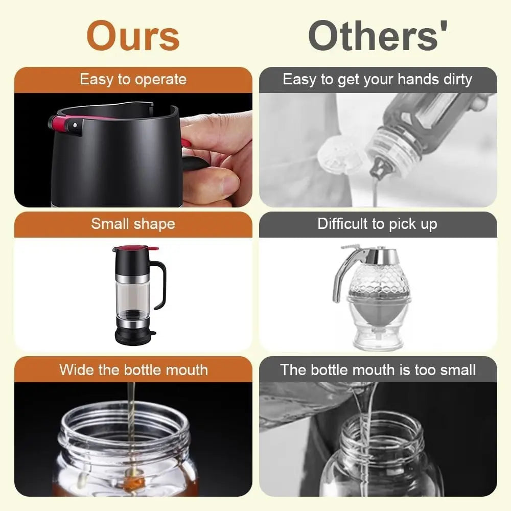 Honey pump bottle，12oz Honey Jar, Leak-Proof with Stand, Glass Honey Dispenser, Easy One-Hand Use, Ideal for Coffee or Tea, No Drip Honey Container, Transparent Container, Dispensing Bottle