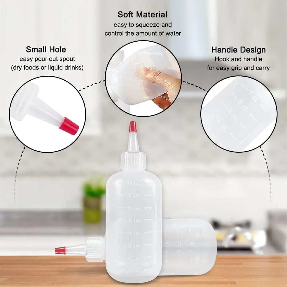 10PCS Pointed-Nozzle Semi-Transparent Plastic Squeeze Bottles, Portable Graduated Travel Bottles, Refillable Liquid Dispensing Bottles