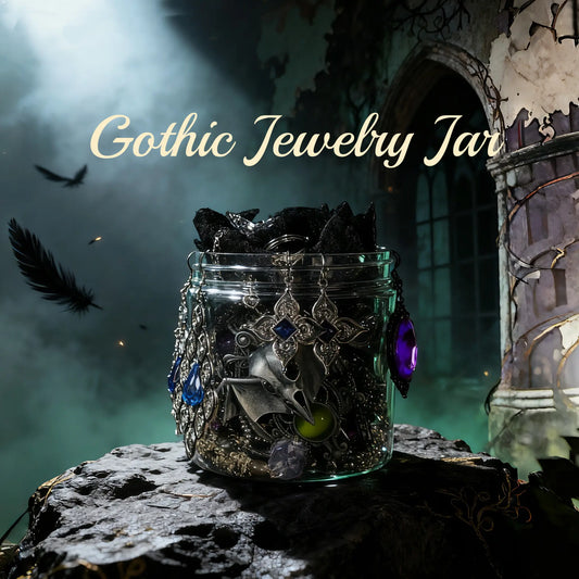 Jollyhit Light Goth Mystery Jewelry Jar –Costume Light Goth with Witchy & Punk Aesthetic, Birthday, Bestie & Girlfriend Gift SpringStatements , womens gifts,emo accessories summerwins