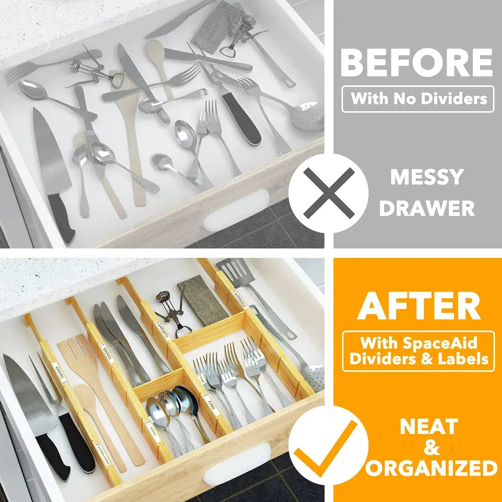 SpaceAid® Bamboo Drawer Organizer Expandable Drawer Dividers