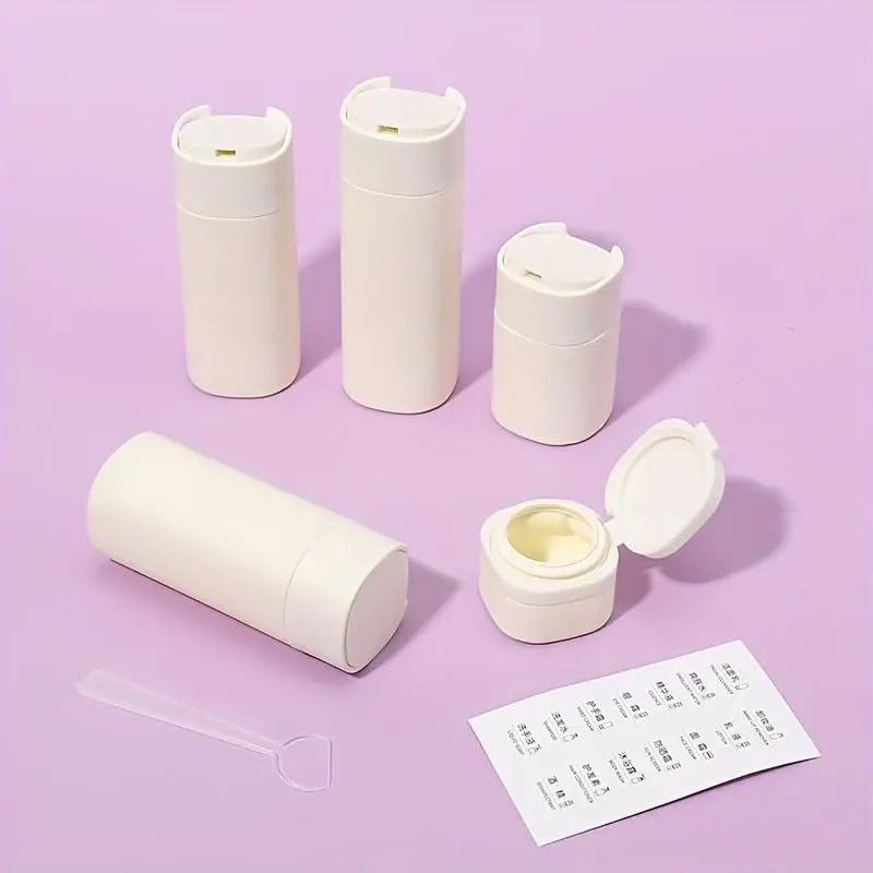 5pcs Travel Cream Dispenser Bottles Set - TSA Approved Multi-Size Plastic Storage Bottles & Jars, Wide Opening for Fast Pours, Light Easy Packing Travel Toiletry Organizer Kit Essentials