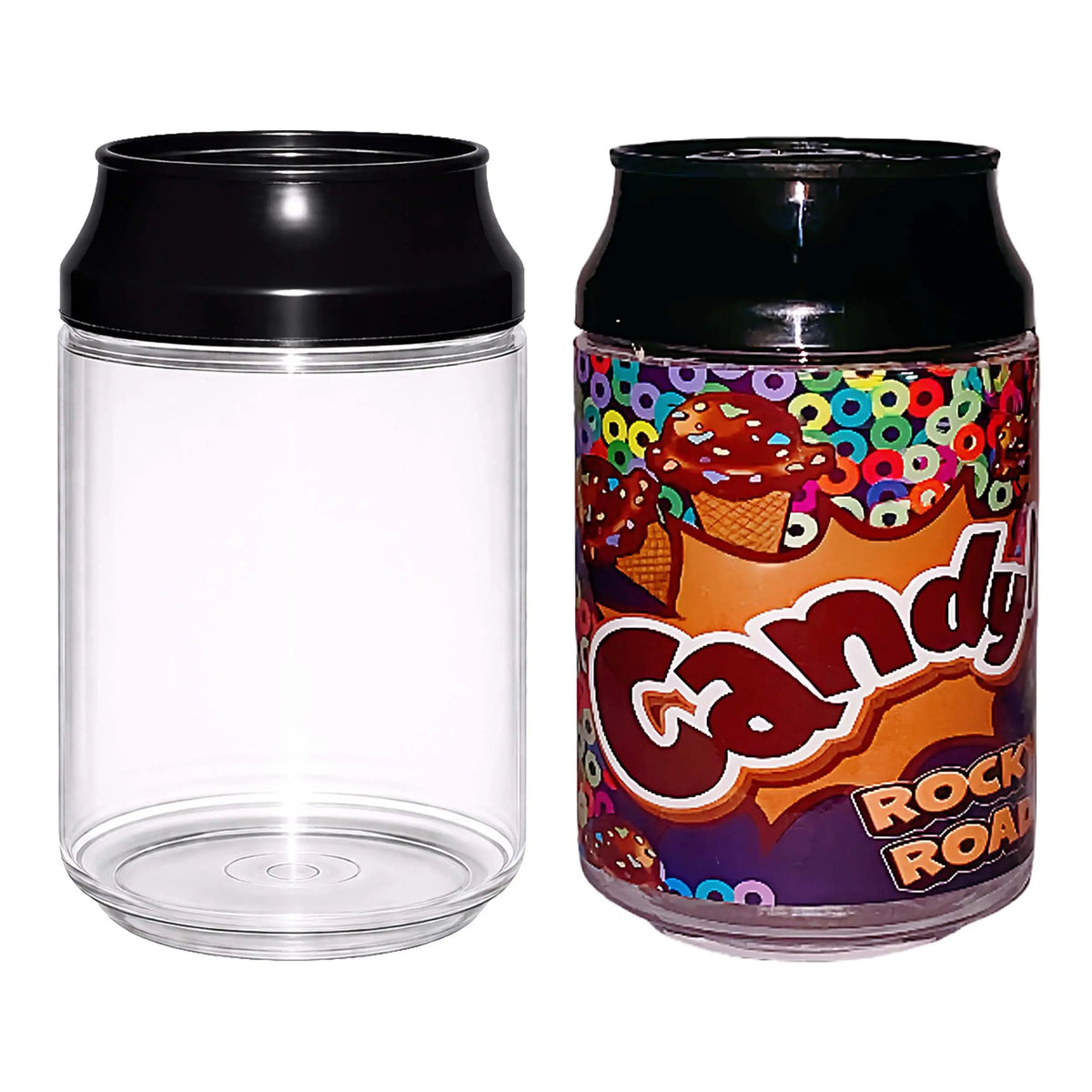 12 Pack Soda Can Style Storage Containers with Lids and Decorative Wrap Labels