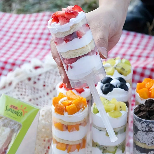 5pcs Cake Explosion Tubes - Durable Plastic Dessert Jars with Push-up Ice Cream Design lids Bases & Sticks - A Perfect Decorative Touch for Weddings Birthdays & Christmas Celebrations