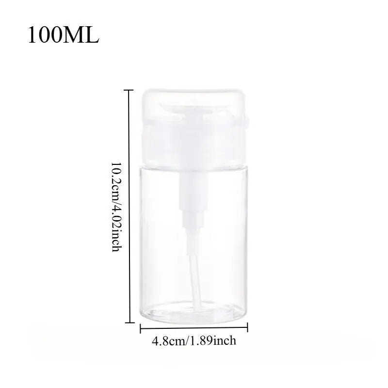 Nail bottle, empty bottle, refillable design, press-type nozzle dispenser, nail art nail polish remover, cleaner, cosmetic bottle, hand nail care tools, Easy Press Bottle