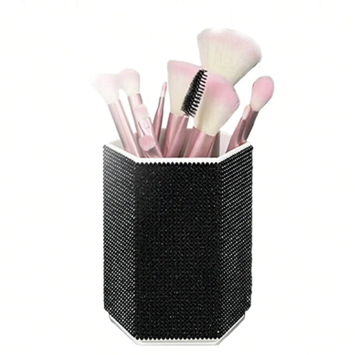 Hexagonal Crystal Makeup Brush Holder, Large Capacity, Decorative Shiny Surface, Multifunctional Cosmetic Storage Rack, Makeup Organizer Box for Bedroom Vanity Desk, Cosmetic Organiser, Cosmetic Organizers