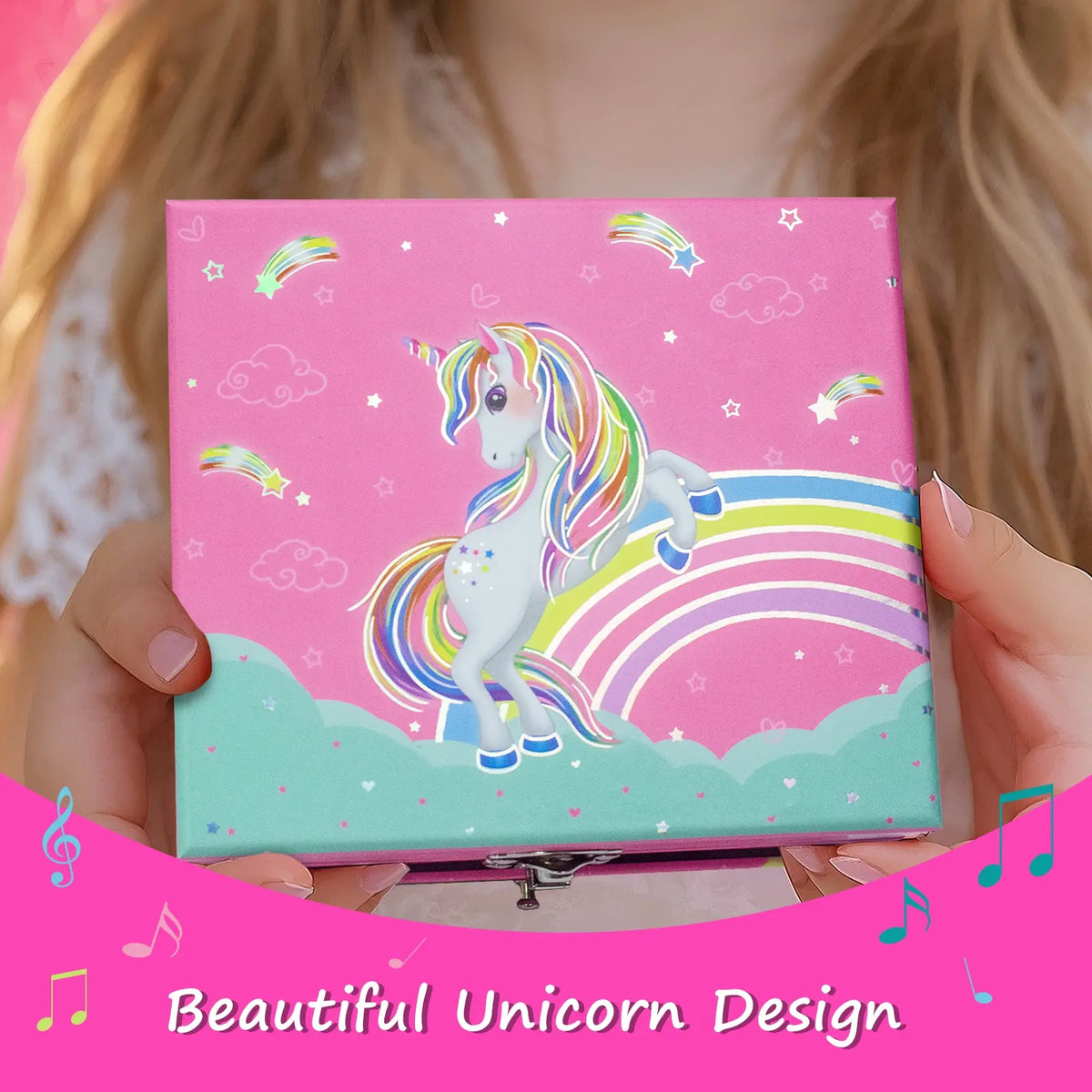 Women's Unicorn Music Jewelry Box, Flashy Rainbow Design, Storage for Earrings, Necklaces, Bracelets, Organiser, Dust Free Organizer, Compartment, Drawer, Birthday Christmas Gift, Dustproof Storage Boxes